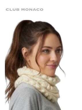 CLUB MONACO new Claudia Off-White Cream Woven Snood Cowl Scarf